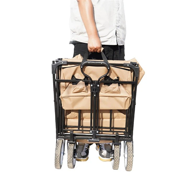 Collapsible Beach Trolley Folding Wagon With Canopy